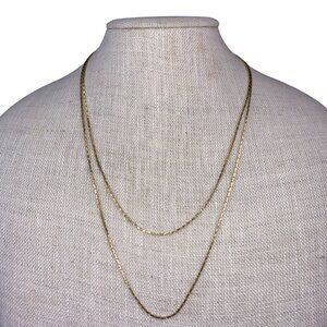 Gold Tone Womens Two-Strand Chain Necklace Minimalist Polish Finish